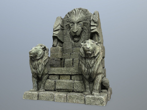 Lion Stone Throne 3D Model