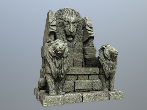 Lion Stone Throne Modèle 3D