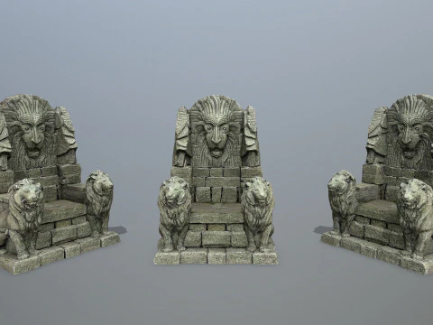Lion Stone Throne 3D Model