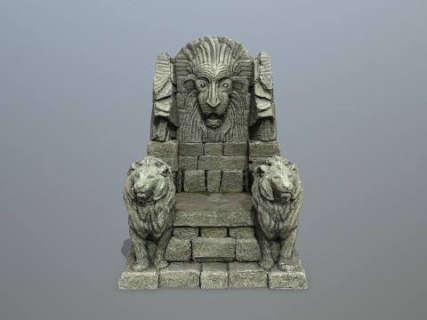 Lion Stone Throne Modèle 3D