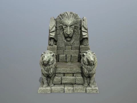 Lion Stone Throne 3D Model