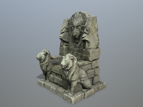 Lion Stone Throne Modèle 3D