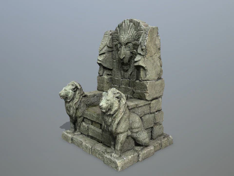 Lion Stone Throne 3D Model