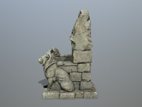 Lion Stone Throne Modèle 3D