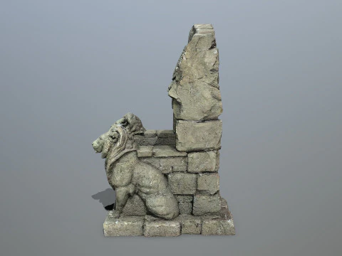 Lion Stone Throne 3D Model