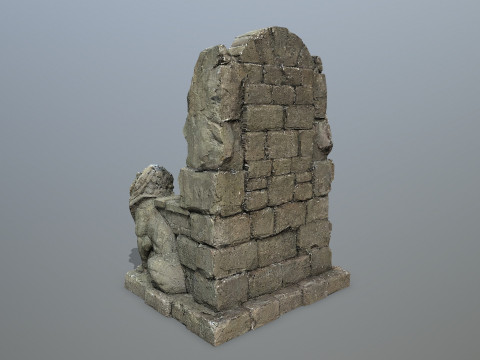 Lion Stone Throne Modèle 3D