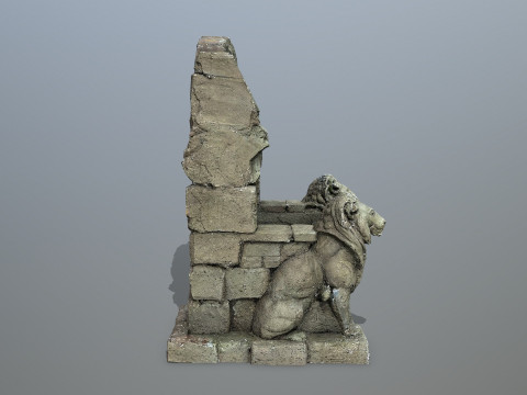 Lion Stone Throne Modèle 3D