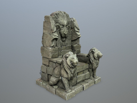 Lion Stone Throne Modèle 3D