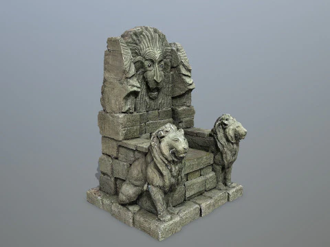 Lion Stone Throne 3D Model