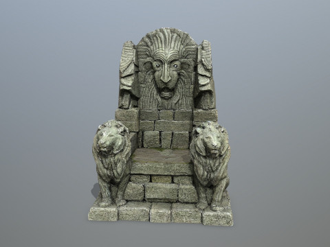 Lion Stone Throne Modèle 3D