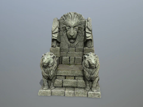 Lion Stone Throne 3D Model
