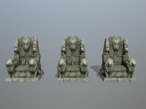 Lion Stone Throne Modèle 3D