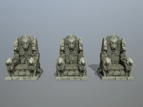 Lion Stone Throne 3D Model