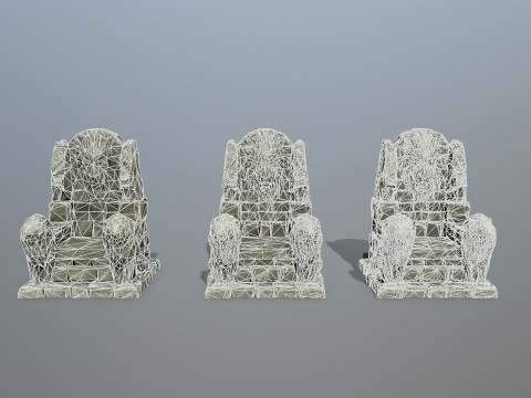 Lion Stone Throne Modèle 3D