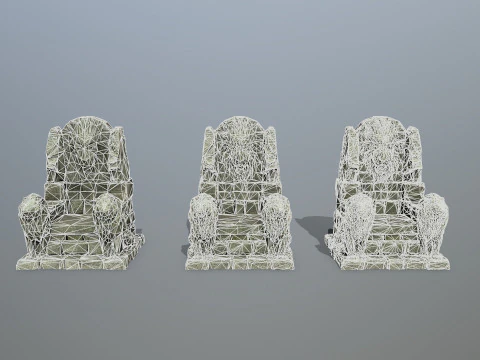 Lion Stone Throne 3D Model