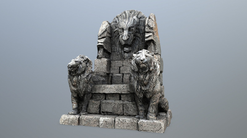 Lion Stone Throne 1 3D Model .c4d .max .obj .3ds .fbx .stl .blend 
