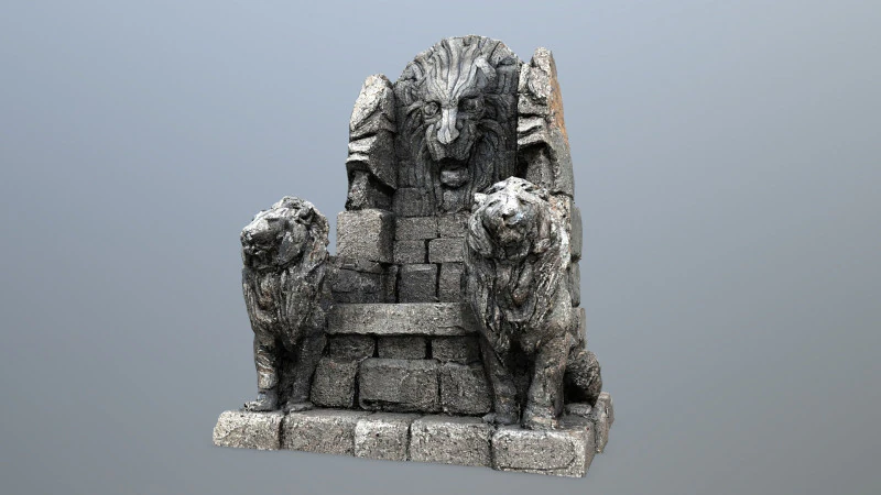 Lion Stone Throne 1 3D Model .c4d .max .obj .3ds .fbx .stl .blend