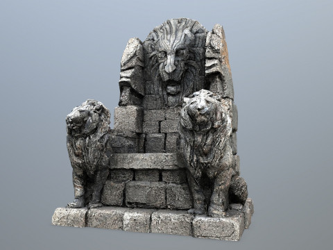 Lion Stone Throne 1 3D Model