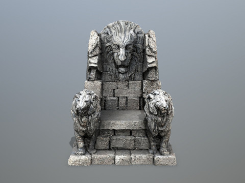 Lion Stone Throne 1 3D Model