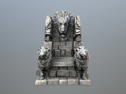 Lion Stone Throne 1 3D Model