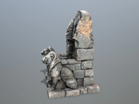 Lion Stone Throne 1 3D Model