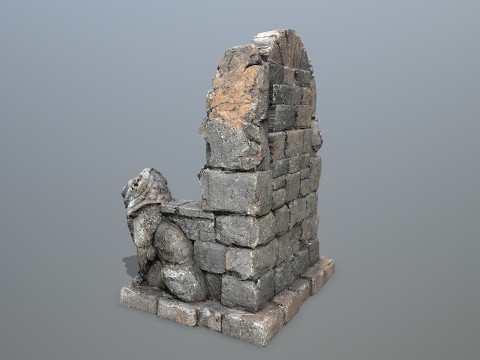 Lion Stone Throne 1 3D Model