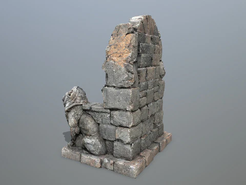 Lion Stone Throne 1 3D Model