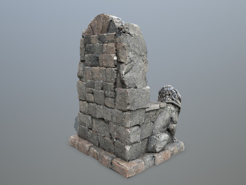 Lion Stone Throne 1 3D Model