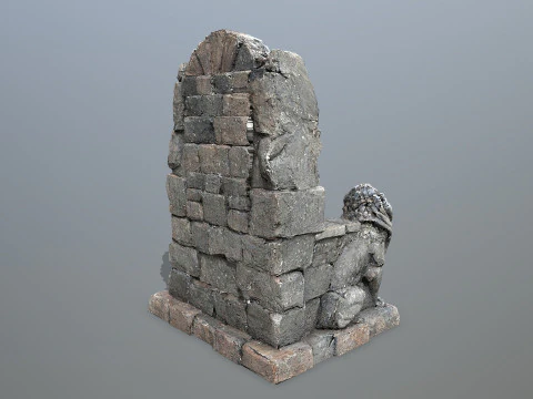Lion Stone Throne 1 3D Model