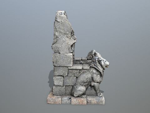 Lion Stone Throne 1 3D Model
