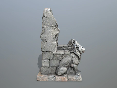 Lion Stone Throne 1 3D Model