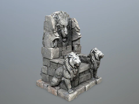 Lion Stone Throne 1 3D Model