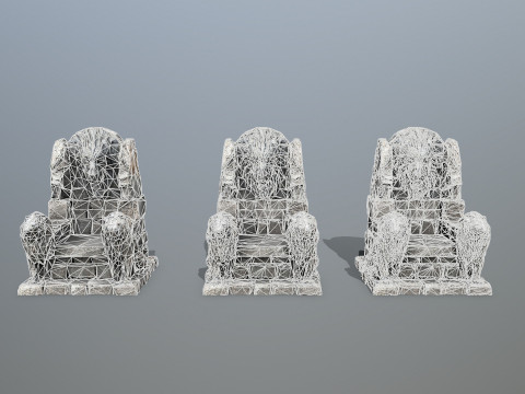 Lion Stone Throne 1 3D Model