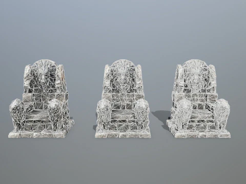 Lion Stone Throne 1 3D Model