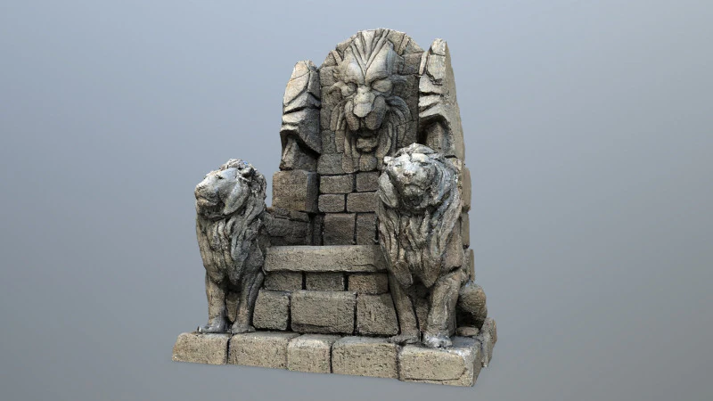 Lion Stone Throne 3 3D Model .c4d .max .obj .3ds .fbx .stl .blend 