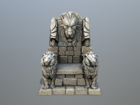 Lion Stone Throne 3 Modèle 3D