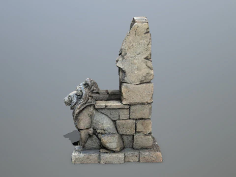 Lion Stone Throne 3 3D Model