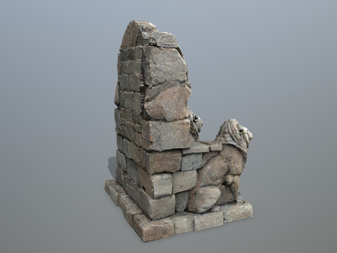 Lion Stone Throne 3 Modèle 3D