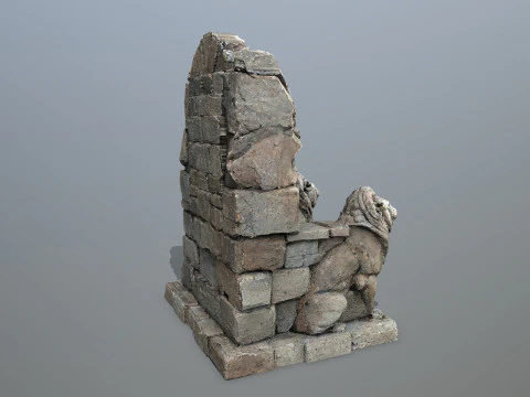 Lion Stone Throne 3 3D Model