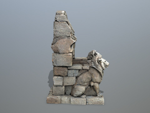 Lion Stone Throne 3 Modèle 3D
