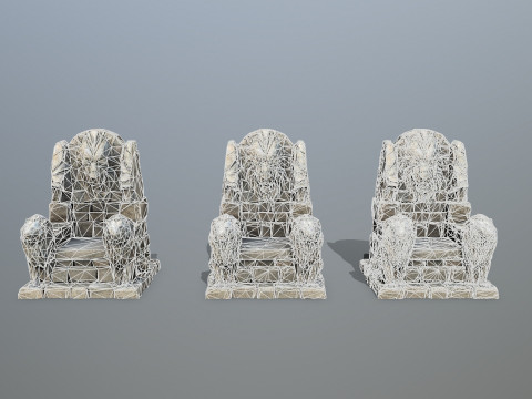 Lion Stone Throne 3 Modèle 3D