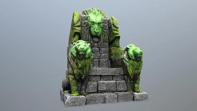 Lion Stone Throne 4 3D Model .c4d .max .obj .3ds .fbx .stl .blend 