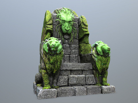 Lion Stone Throne 4 Modèle 3D
