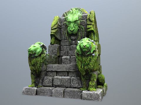 Lion Stone Throne 4 Modelo 3D