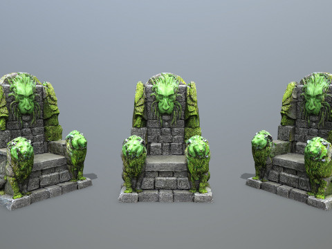 Lion Stone Throne 4 Modelo 3D
