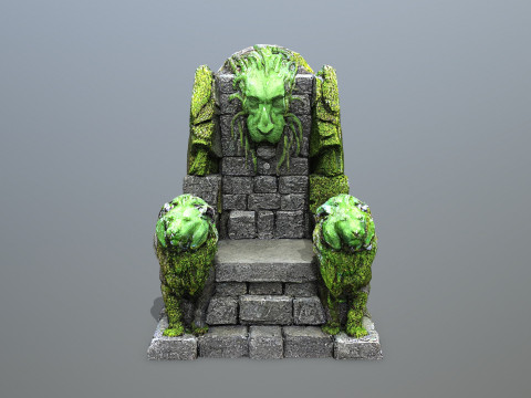 Lion Stone Throne 4 Modelo 3D