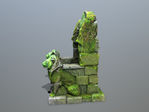 Lion Stone Throne 4 Modelo 3D