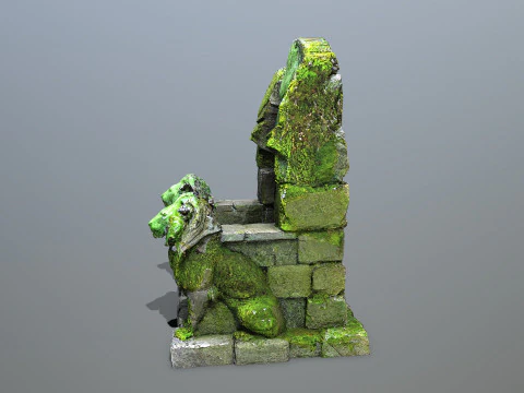 Lion Stone Throne 4 3D Model