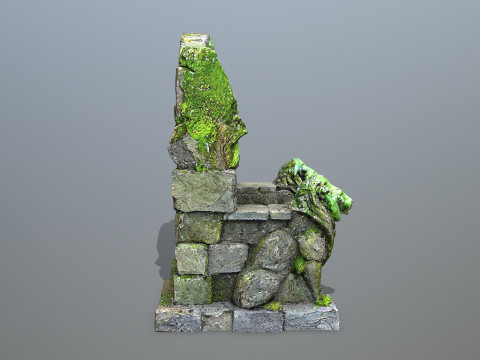 Lion Stone Throne 4 Modelo 3D