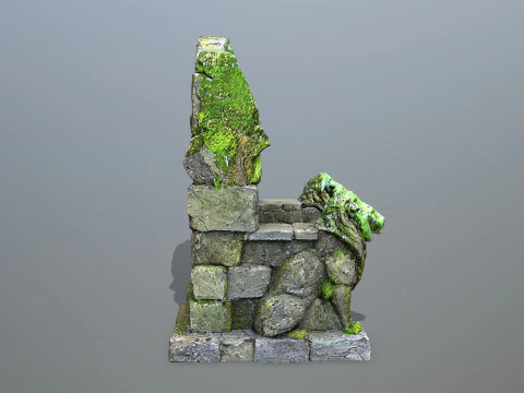 Lion Stone Throne 4 3D Model